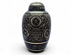 Urne funéraire noire pour adulte avec motif gravé argenté, 10 pouces, pour cendres humaines, capacité jusqu'à 200 livres - Product Image 3