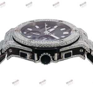 Uniek Vervaardigde Luxe Automatische Diamant Horloge Blauwe Toon Chronograaf Datum Antiek Dual Tijdzone Sub-Wijzerplaat Polshorloge Volledig Bevroren - Product Image 3