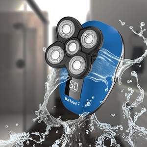 Rasoir rotatif rechargeable pour usage humide et sec, lames en acier inoxydable, brosse nettoyante et polissante, écran numérique - Étanche IPX7, lavable - Product Image 4