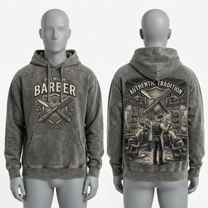 Sweat à capuche pour homme en molleton de coton et polyester 320 GSM, dégradé marron-noir, avec logo personnalisé imprimé DTF et brodé, modèle pull-over - Product Image 6