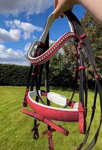 Brida de caballo ajustable de diseño inteligente Durable Impermeable Bio PVC recubierto de nailon Cuero cómodo en colores personalizados azul claro - Product Image 3