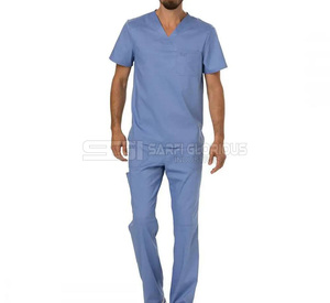 Uniforme Médico Informal para Hombre, Tendencia Actual, Antiarrugas, Uniformes Médicos de Venta Caliente, Cuello Alto, Manga Corta - Product Image 1