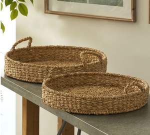 Plateau de service en jonc de mer écologique, élégant, fait main, jetable, décoratif, multi-usages, design moderne, taille et forme personnalisées - Product Image 2