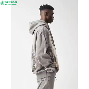 Fabricants personnalisés Distressed Streetwear Pullover hoodies 450 GSM Heavy Weight French Terry Tye Die Animated printed Hoodie - Product Image 3