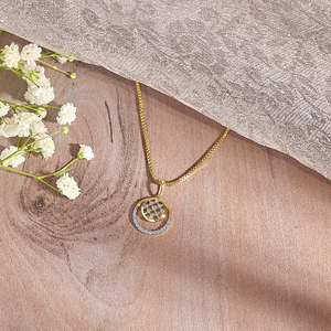 Collier pendentif en or rose, perle et diamant pour femme, chaîne en platine plaquée rhodium - Product Image 1
