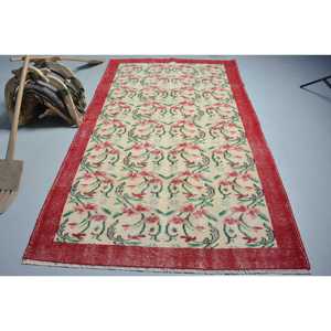 Tapis turc 5,1 x 8,8 pieds, grand tapis vintage, tapis en laine marocaine rouge - Product Image 1