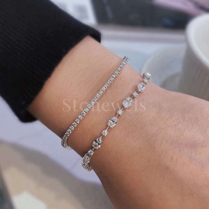 Bracelet de tennis de luxe en argent sterling 925 avec diamants ronds en zircon ovale élégant bijoux élégants intemporels pour les cadeaux de fêtes - Product Image 3