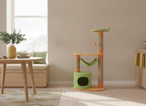 Griffoir Amistar de haute qualité, modèle Forêt Amusante, pour chats et chatons de toutes races et tailles, 117 cm de haut, 2 niveaux, écologique - Product Image 4