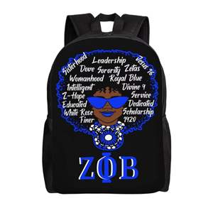 Zeta Phi Beta sac à dos en coton personnalisé fermeture à glissière Style décontracté pour les étudiants léger Durable grande capacité lettre - Product Image 1