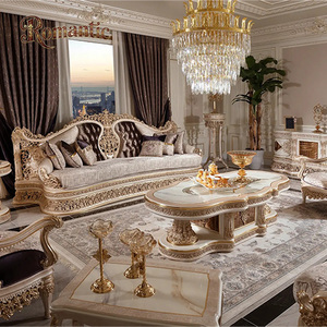 طقم أريكة كلاسيكي ذهبي فاخر لغرفة المعيشة على الطراز الأوروبي، رائج البيع، عالي الجودة، طقم أريكة كامل لغرفة المعيشة - Product Image 1