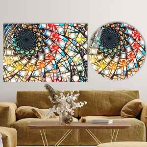 Obra de arte impresa en lienzo: Diseño de vitral, decoración del hogar hecha a mano, arte en vidrio templado - Product Image 1