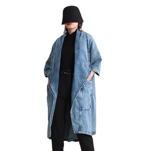 Poncho de Primavera Hzwn4191 para Mujer, Ecológico, Estilo Y2K, Manga Farol, Holgado, Talla Grande, Lona de Algodón, Vintage, Largo, Color Sólido - Product Image 3