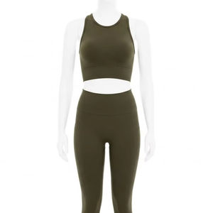 Seamless Tank Top and <b>Leggings</b> Yoga Set Polyester Nylon Blend Stretch Fit Breathable ActiveWearGymWorkoutFitnessApparelWholesale - Product Image 3