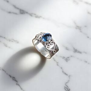 London Blue Topaz Ring Handmade Sterling Silver 8x10mm Oval Gemstone Jewelry Gift For Women Elegant - Product Image 1