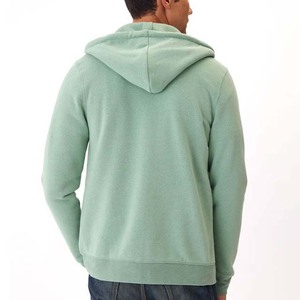 Men's Solid Green <b>Hooded</b> <b>Zip</b>-Up Sweatshirt Regular Fit Casual French Terry Cotton Hoodie Autumn Wear - Product Image 3