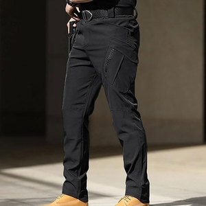 Pantalon Cargo Décontracté pour Hommes 100% Coton Respirant Taille Moyenne Fermeture à Glissière Lavé Design Évasé Taille Élastique Prix Pas Cher Vente en Gros - Product Image 3