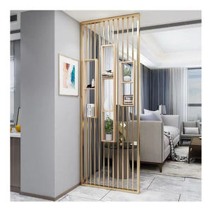 Élégant séparateur mural en acier inoxydable or rose avec motifs artistiques gravés pour la décoration intérieure de la maison et du bureau - Product Image 1