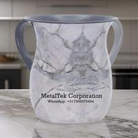 Tasse décorative Judaica Netilat Yadayim en aluminium à deux poignées Nouveau design Rituel juif Double poignée Tasse de lavage des mains Cadeau de Shabbat