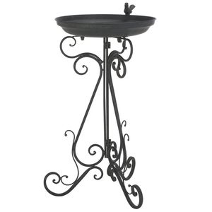 Bain d'oiseaux en métal d'extérieur pour attirer des oiseaux colorés dans le jardin ou la terrasse avec un piédestal robuste - Product Image 5