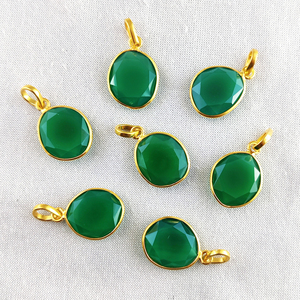 Colgantes de bisel de forma libre de ónix verde 16mm Piedra preciosa Forma irregular 925 Plata de ley Oro Vermeil Rodio Chapado en plata Encantos - Product Image 1