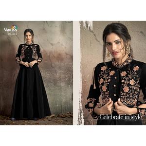 Vestido moderno con dobladillo Alto y Bajo y hombros estilo capa en tela Georgette suave para fiestas semiformales para exportar desde la India - Product Image 2