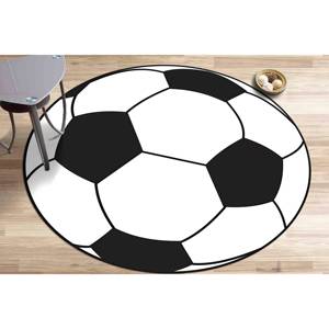 Tapis de football, tapis noir et blanc, tapis ronds, tapis de sport, tapis fin non tissé - Product Image 4