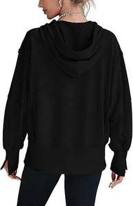 2025 ropa de otoño para mujer, suéter con capucha con logotipo personalizado para mujer, sudaderas informales con capucha de color sólido en blanco - Product Image 2