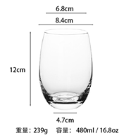Verre cristallin simple monocouche en forme d'œuf, transparent, résistant à la chaleur, fait main, minimaliste, couleur unie, bombé
