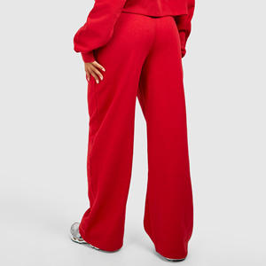 Joggers gris à jambes larges pour femmes, pantalons de survêtement en polaire éponge doux au toucher, pantalons et pantalons pour femmes, design unique - Product Image 2