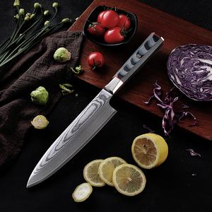 Venta al por mayor personalizado de calidad superior OEM ODM servicio afilado Cuchillo de cocina japonés de acero de Damasco cuchillo de Chef de cocina con mango - Product Image 5