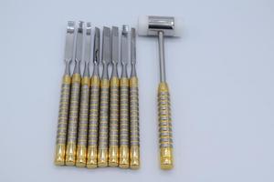Jeu de 9 ciseaux en acier avec kit de chirurgie manuelle maillet pour fractionnement des os et placement des implants dentaires - Product Image 4