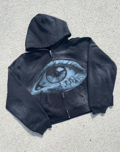 เสื้อมีฮู้ดผ้าเทอร์รี่แบบถักสำหรับผู้ชายเสื้อมีฮู้ดพิมพ์ลายดิจิทัลสำหรับซักมีซิปรูด - Product Image 2