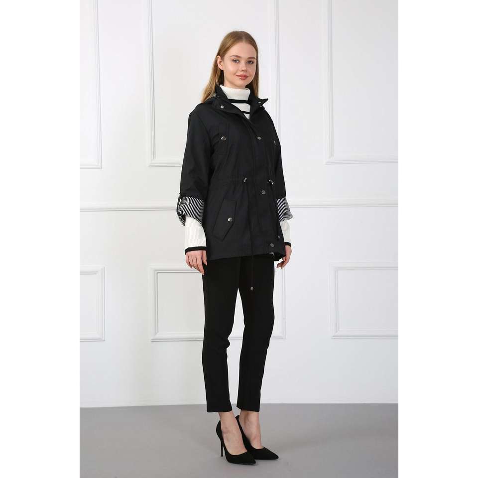 Women's Blue Hooded Waterproof Raincoat