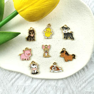 DIY亜鉛合金ジュエリー作りアクセサリーエナメルエナメルかわいいカワイイ漫画動物豚ひよこ牛犬ペンダントチャーム - Product Image 6