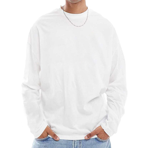 เสื้อยืดแขนยาวสำหรับผู้ชาย, เสื้อยืดคอกลมทรงโอเวอร์ไซส์ผ้าฝ้ายออกแบบโลโก้ได้ตามที่ต้องการ - Product Image 2