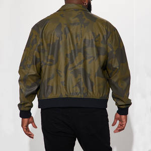 Chaqueta de Cuero de Lona Sólida Extra Grande Personalizada de Alta Calidad para Hombre, Estilo Vintage, Chaqueta Bomber con Logotipo Frontal, Cierre de Cremallera, Ajuste Holgado, Invierno - Product Image 5