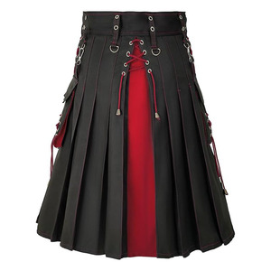 <b>Men</b> Scottish Fashion Utility <b>Black</b> Hybrid Kilt With Green, Red, Blue, Orange Pleats And Lacings Handmade Traditional Custom Kilt - Product Image 5