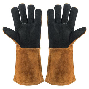 Gants de soudage en cuir résistant à la chaleur, marron noir, antidérapants, flexibles, respirants, de protection, pour le travail en extérieur en hiver - Product Image 2