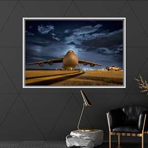 Impression sur toile d'avion cargo militaire élégante pour les passionnés d'aviation, 1P : encadré blanc - Product Image 1