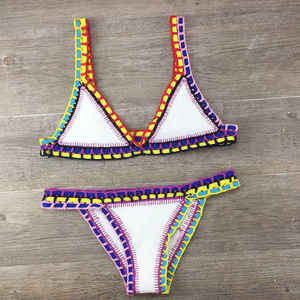 Ensemble bikini au crochet style européen et américain 2026, motif uni, maillot de bain tricoté patchwork avec logo à la taille, ensemble 2 pièces Aliexpress - Product Image 3