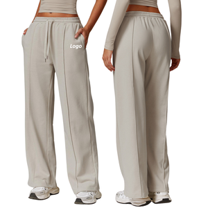 Pantalones de chándal sueltos acogedores de moda para mujer Pantalones de chándal de calle planos de cintura media suave para uso diario - Product Image 1