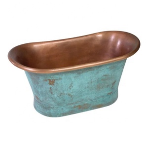 Premium Blue Patina Cobre Independiente Diseño ovalado Escurridor Baño de lujo Venta caliente Fabricante Hoteles de lujo Baños - Product Image 3