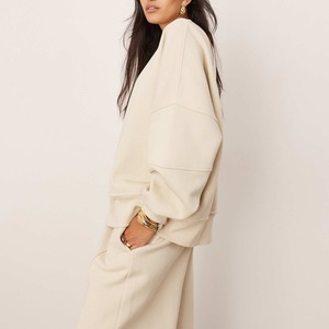 Bộ Sưu Tập Mới Mùa Đông Phụ Nữ Được Thiết Kế Nặng Đồng Bằng Crewneck Tracksuit Quan Hệ Nhân Quả Activewear Lỏng Cộng Với Kích Thước Phụ Nữ khiêm tốn Thiết Lập - Product Image 2