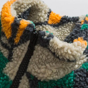 Chaqueta de lana Sherpa de diseño personalizado de tendencia para hombre, chaqueta de invierno de estilo callejero, bombardero con cuello levantado, lana Polar para exteriores - Product Image 2