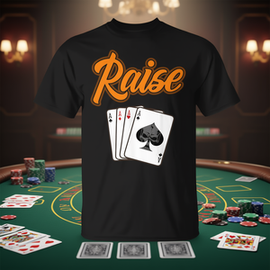 T-shirt Poker Player Raise avec motif de cartes d'as pour les joueurs et les fans de poker - Product Image 3