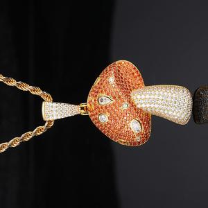 Colgante de seta de diamante de moissanita chapada en oro de Plata de Ley 925, regalo de fiesta de boda perfecto para hombres y mujeres - Product Image 4