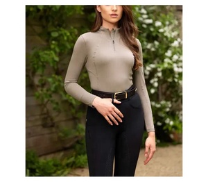 Equestrian Baselayer Girls Equestrian Baselayer Soft Fabric Zipper Riding Top para mujeres - Product Image 3