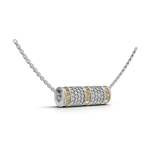 จี้เพชรทรงเจ้าหญิงสีเหลืองทองคำแท้ 18K แบบคลาสสิก ประดับเพชรแบบพาเว่ - Product Image 3