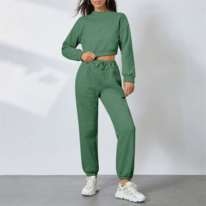 Conjuntos de 2 piezas para correr para mujer, ropa deportiva de otoño, gimnasio al aire libre, entrenamiento, chándales de Fitness, sudaderas de manga larga con cuello redondo y pantalones para correr - Product Image 3