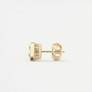 <b>Princess</b> Cut Lab Grown Diamond Earring Yellow Gold Square <b>Princess</b> Cut Stud Earring 1 + 1 Ct Bezel Set CVD Diamond Stud Earring - Product Image 6